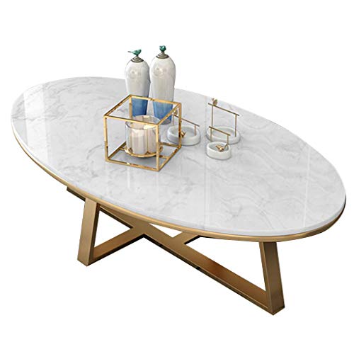 Couchtisch Beistelltische Kaffeetische Wohnzimmer-Tische Couchtisch Beistelltischee 80cm/100cm Ovale Marmor Couchtisch Beistelltische Wohnzimmer Weiß Modern l Moderner Wohnzimmertisch Beiste von MY1MEY