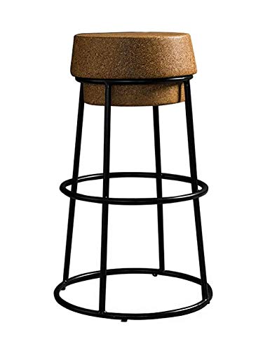 65cm / 75cm Barhocker Cork Stopper Runder Sitz Hoher Hocker Champagner Eisen Kunst Theke Stuhl mit Fußstütze Cafe Küche Esszimmer Möbel - 250kg Kapazität von MYAOU