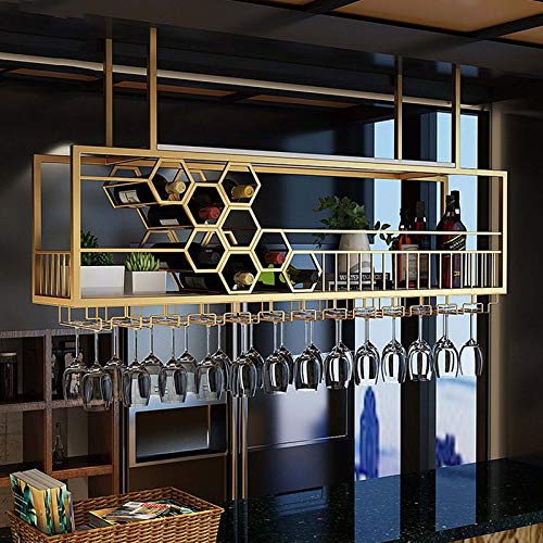 Hängende Weinglashalter Decke Weinregal Metall unter Regal Lagerung Stemware Racks Glasträger für Pubs Modernes Design, 100cm von MYAOU