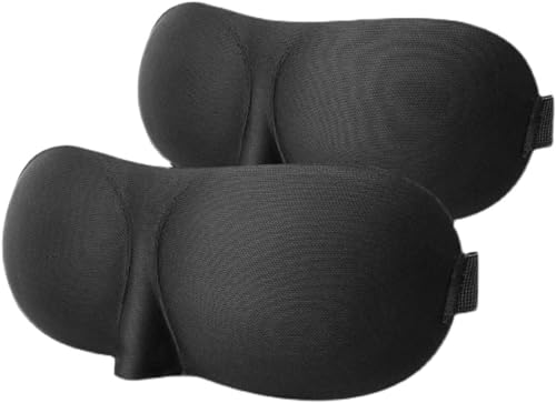 3D Schlafmaske,MYAYD 2 Stück Anti-Rutsch-Schlafmaske Weiche und Atmungsaktive 100% Lichtblockierende Schlafbrille für Reisen,Nickerchen,Yoga,Schlafen,2er-Pack Schwarz von MYAYD