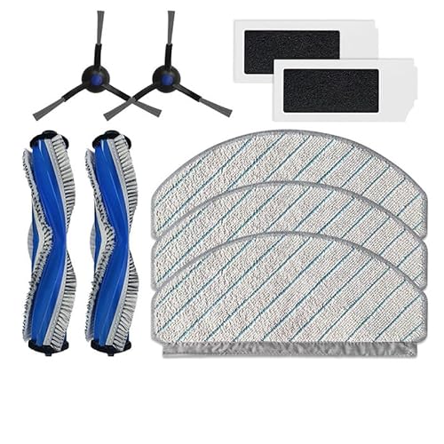 9 Stück Zubehörset für Ecovacs N20 PRO und für Ecovacs N20 FAMILY Saugroboter,Standard-Ersatzkit Enthält 2 Hauptbürste,3 Wischtücher,2 Filter,2 Seitenbürsten von MYAYD