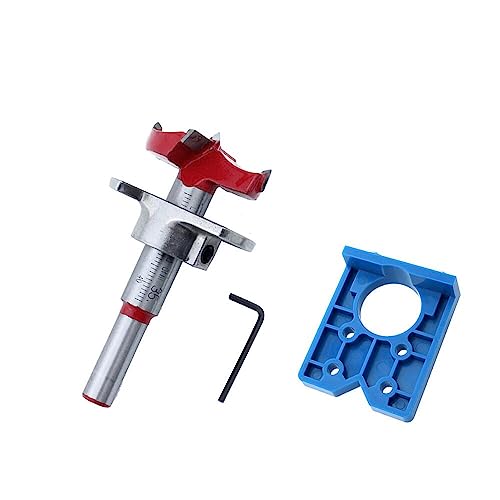 MYAYD Topfscharnier Schablone Set, Forstner Bit Verdecktes Scharnierbohrlehre mit L-Form Schlüssel 35mm Forstnerbohrer für Möbel, Küchen, Holzbearbeitung Türschloss Scharnierbohrer von MYAYD