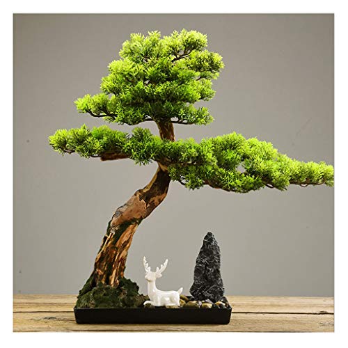 MYBA Kunstbaum Künstliche Bonsai-Baum, Realistisch Faux Bonsai-Baum, Faux Topfpflanze Schreibtisch anzeigen Künstlich Baum Pot Ornament Kunstpflanze (Color : Green, Größe : B) von MYBA