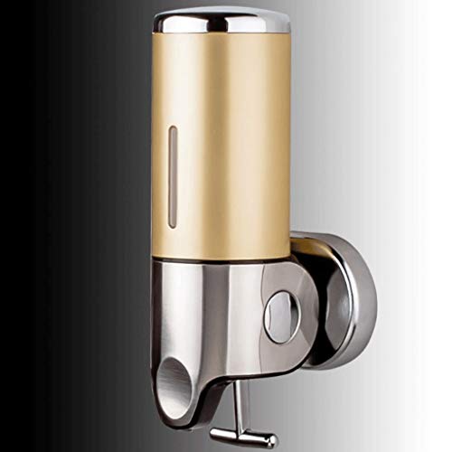 MYBA Seifenspender Bad Wandhalterung Seifenspender Edelstahl Handpumpe Doppel Shampoo Seifenspender Seifenbehälter Spülmittelspender (Color : Local Gold, Größe : Single) von MYBA