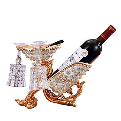 MYBA Weinregal Weinregal Europäischen Wohnzimmer Weinschrank Dekorationen Hohe Fuß Weinglashalter Haushalt Weinflaschenregal Tischplatte Flaschenregal (Color : Gold) von MYBA