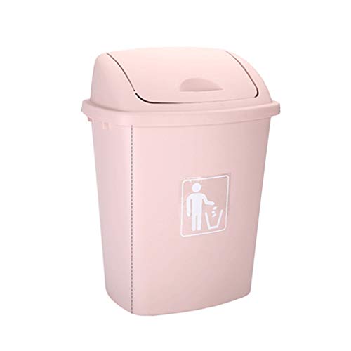 Mülleimer Swing Hausgarten Küche Müll Recycling Kunststoff Mülleimer, Mülleimer abnehmbare abnehmbare Abdeckung bequem organisiert Abfalleimer (Color : Pink, Größe : 30L) von MYBA