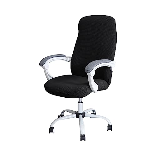 Bürostuhl Bezug SitzfläChe Stretch Elastische Stuhlhussen Schwarz/Grau Stuhlbezug Schonbezug FüR Schreibtischstuhl RüCkenlehne Drehstuhl Abnehmbare Abwaschbar Rutschfest Sitzbezug(#6,Medium) von MYBMPFRHO