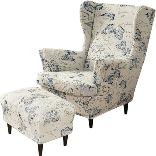 MYBMPFRHO Elastisch Sesselüberwürfe Sesselbezug Ohrensessel 3-teilig Überzug Mit Ottomane Schonbezug Ohrensessel Bezug Bezug Sesselhusse Stretch Husse Für Ohrensessel(#10) von MYBMPFRHO