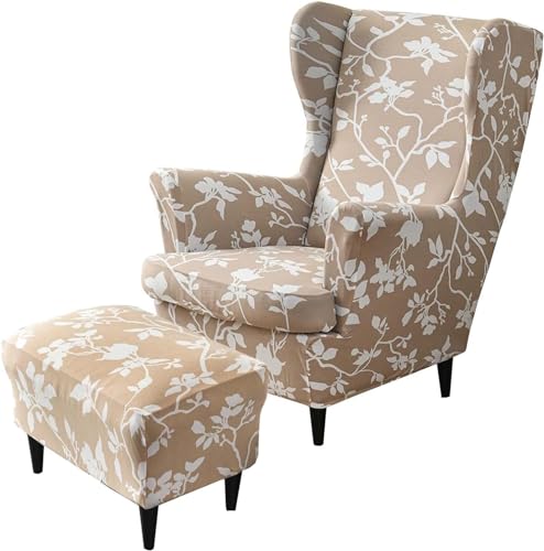 MYBMPFRHO Elastisch Sesselüberwürfe Sesselbezug Ohrensessel 3-teilig Überzug Mit Ottomane Schonbezug Ohrensessel Bezug Bezug Sesselhusse Stretch Husse Für Ohrensessel(#13) von MYBMPFRHO