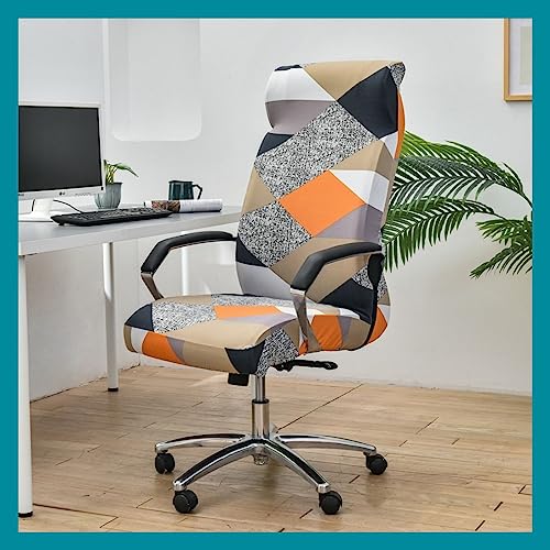Stretch Bürostuhl Bezug Computer-Bürostuhl Bezug Schwarz/Grau Bürostuhl Schonbezug Bürostuhlabdeckung Schonbezug Für Schreibtischstuhl rückenlehne Drehstuhl Abnehmbare Abwaschbar Rutschfest Sitzbezug( von MYBMPFRHO