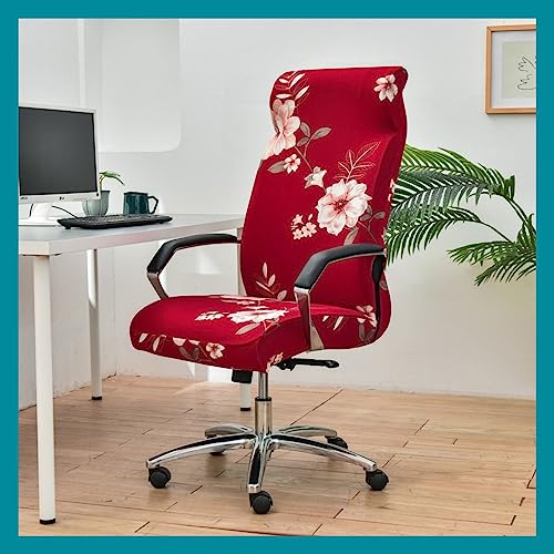 Stretch Bürostuhl Bezug Computer-Bürostuhl Bezug Schwarz/Grau Bürostuhl Schonbezug Bürostuhlabdeckung Schonbezug Für Schreibtischstuhl rückenlehne Drehstuhl Abnehmbare Abwaschbar Rutschfest Sitzbezug( von MYBMPFRHO