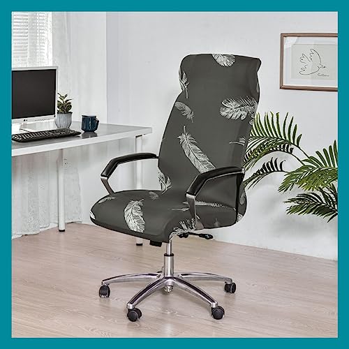 Stretch Bürostuhl Bezug Computer-Bürostuhl Bezug Schwarz/Grau Bürostuhl Schonbezug Bürostuhlabdeckung Schonbezug Für Schreibtischstuhl rückenlehne Drehstuhl Abnehmbare Abwaschbar Rutschfest Sitzbezug( von MYBMPFRHO