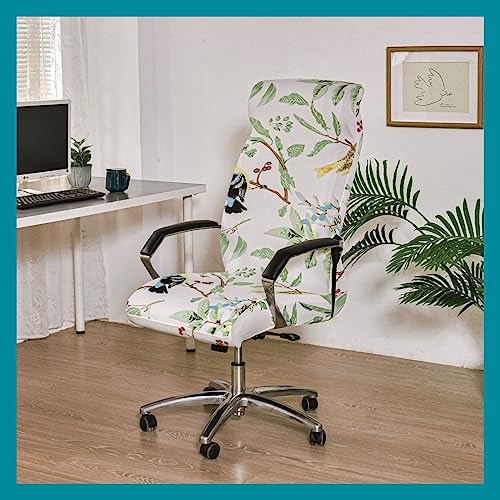 Stretch Bürostuhl Bezug Computer-Bürostuhl Bezug Schwarz/Grau Bürostuhl Schonbezug Bürostuhlabdeckung Schonbezug Für Schreibtischstuhl rückenlehne Drehstuhl Abnehmbare Abwaschbar Rutschfest Sitzbezug( von MYBMPFRHO