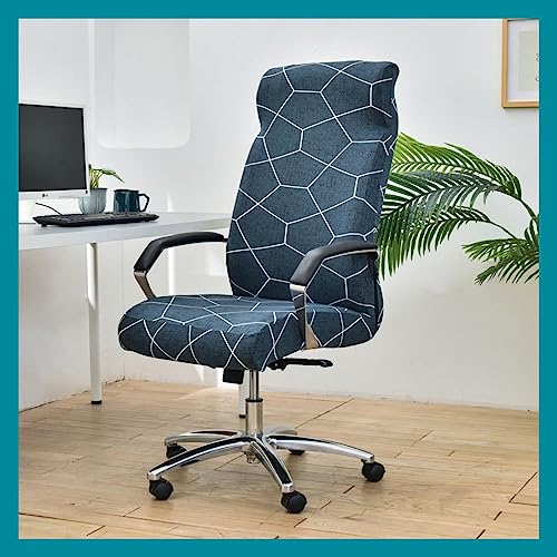 Stretch Bürostuhl Bezug Computer-Bürostuhl Bezug Schwarz/Grau Bürostuhl Schonbezug Bürostuhlabdeckung Schonbezug Für Schreibtischstuhl rückenlehne Drehstuhl Abnehmbare Abwaschbar Rutschfest Sitzbezug( von MYBMPFRHO