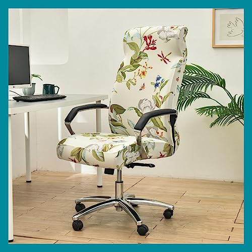 Stretch Bürostuhl Bezug Computer-Bürostuhl Bezug Schwarz/Grau Bürostuhl Schonbezug Bürostuhlabdeckung Schonbezug Für Schreibtischstuhl rückenlehne Drehstuhl Abnehmbare Abwaschbar Rutschfest Sitzbezug( von MYBMPFRHO