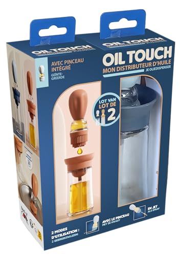MYBO TV - Ölpinsel Oil Touch - Ölspender mit Silikonbürste 2 in 1-150 ml - Für alle Öle: Olivenöl, Tounesolöl - zufällige Farbe Blau oder Lachs von MYBO TV