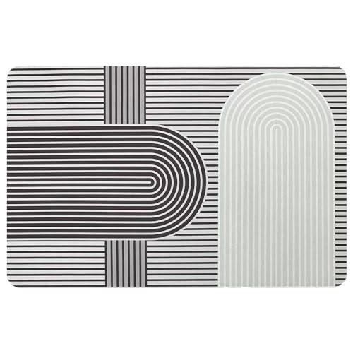 MYBO TV TAPIGENIO Badteppich – super saugfähig, rutschfest, schnell trocknend – Badezimmerteppich mit Diatomit, 40 x 60 cm, Modell Art Déco, Grau von MYBO TV