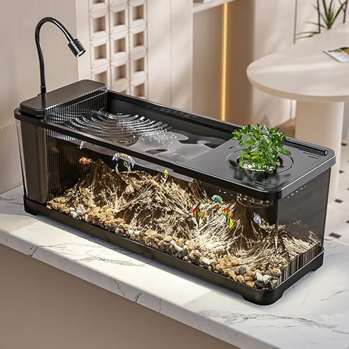 Aquarium Komplett-Set Inkl Nachtlicht LED-Beleuchtung, Innenfilter, Heizer Und Fischfutter Kleines Aquarien Starterset Für Büro Und Wohnen(L) von MYBSXKEOZ