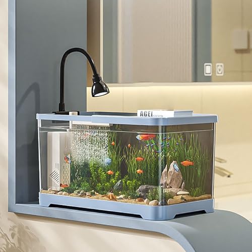 Aquarium Rechteckig Mit Abdeckung, Mini Desktop Fischtank Acryl Aquarium Starter Kit Für Fische Und Wasserpflanzen(Small) von MYBSXKEOZ