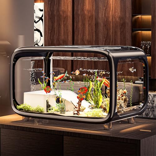 Fischtank Aquarium Kleines Aquarium Aquarien Komplettset Portable Schreibtisch Aquarium Fischzuchtbox Fischgläser Dekor Wohnzimmer, Home, Office von MYBSXKEOZ