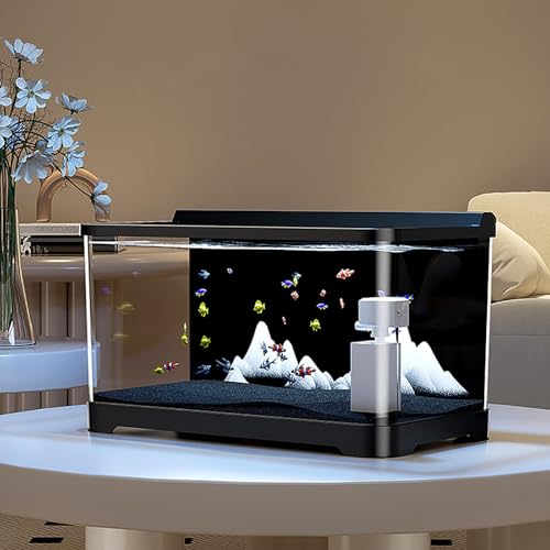 Fischtank Aquarium Mit LED-Leuchten & Filtersystem,Klare Goldfisch-Schüssel,Rechteckiges Betta-Aquarium Für Heim Bürodekoration(Small) von MYBSXKEOZ