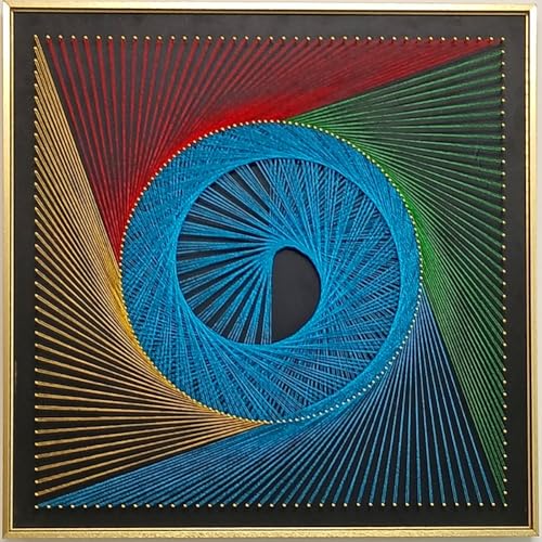 MYBSXKEOZ 3D String Art Kit - Geometrisches Design für Erwachsene - DIY Bastelset mit Nagel & Faden - Fertiges Produkt (L3, 40cm x 40cm) von MYBSXKEOZ