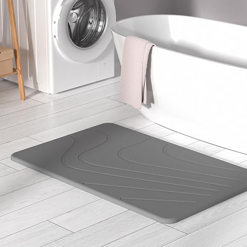 MYBSXKEOZ Anti-Rutsch-Badematte, Badematte Stein Schnell Trocken,Stein-Badematte, Super Saugfähige Badematte, Badematte Super-absorbierende Badematte, Badteppich(C) von MYBSXKEOZ