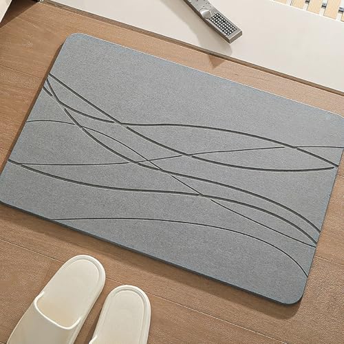 MYBSXKEOZ Anti-Rutsch-Badematte, Badematte Stein Schnell Trocken,Stein-Badematte, Super Saugfähige Badematte, Badematte Super-absorbierende Badematte, Badteppich(L) von MYBSXKEOZ