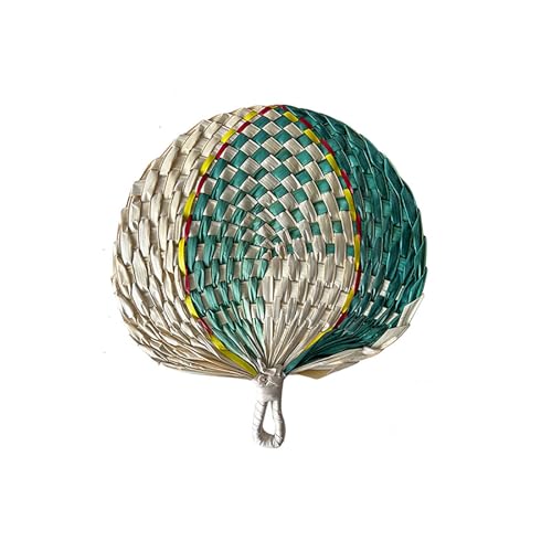 MYBSXKEOZ Natürliche Bastfächer, Handgewebtes Palmblatt-Design, Handgefertigter Fächer, Handgeflochtener Bast-Fächer Im Sommer-Kühlventilator(B) von MYBSXKEOZ