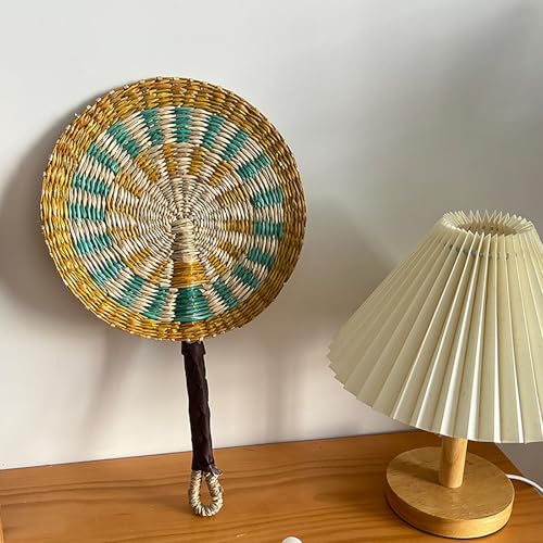 MYBSXKEOZ Natürliche Bastfächer,tragbarer Sommerfächer, Natürliche Sauna Fächer,Bambus Handfächer Bast Gewebt,Handfächer Kühlventilator Für Gewebte Fan(B) von MYBSXKEOZ