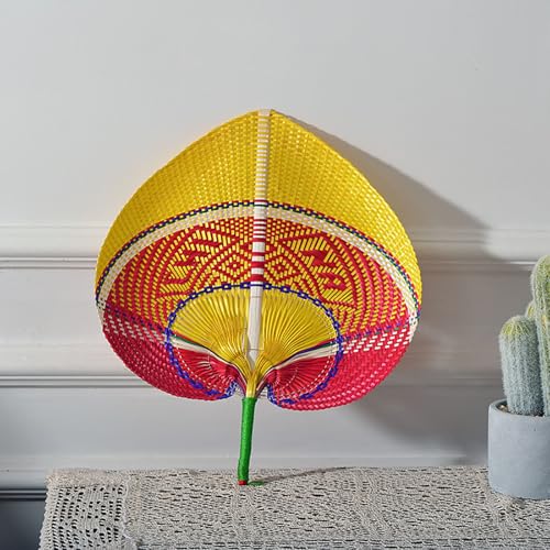 MYBSXKEOZ Natürlicher Bambus-Rattan-Ventilator, Herzförmiger Bambus Fan, Herzförmiges Gewebtes Gebläse,Handfächer Kühlventilator Für Gewebte, Chinesischen Stil Handgewebter Fächer(B) von MYBSXKEOZ