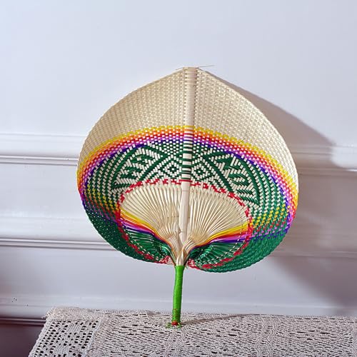 MYBSXKEOZ Natürlicher Bambus-Rattan-Ventilator, Herzförmiger Bambus Fan, Herzförmiges Gewebtes Gebläse,Handfächer Kühlventilator Für Gewebte, Chinesischen Stil Handgewebter Fächer(E) von MYBSXKEOZ