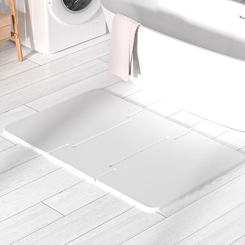 MYBSXKEOZ Stein-Badematte, Kieselgur Badematte rutschfest,Schnell Trocknende Kieselgur-Duschmatte, Super Saugfähig Badezimmermatte Für Badezimmer Und Küche(White,B) von MYBSXKEOZ