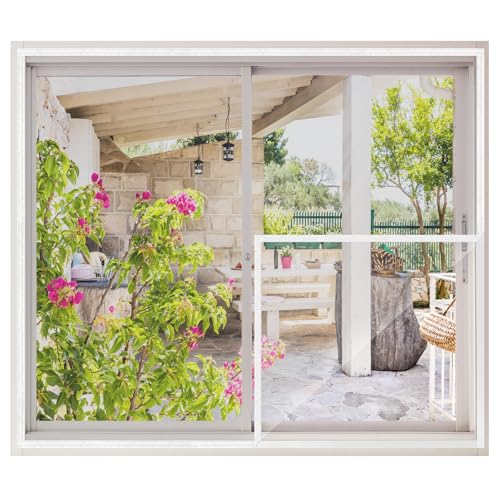 Fliegengitter Fenster 1 Stück, 100x120cm Insektenschutz Fenster, Einfache Montage Ohne Bohren und Schrauben für alle Fenster Weiß von MYCARBON