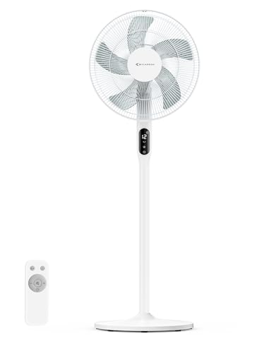 MYCARBON 20dB 16” Standventilator sehr leise, 3744m³/h Luftmenge 130cm/100cm/70cm Ventilator leise 12-Geschwindigstufe 12H Timer 85°Auto 24°Manuell Oszillation DC Motor für Schlafzimmer Büro von MYCARBON