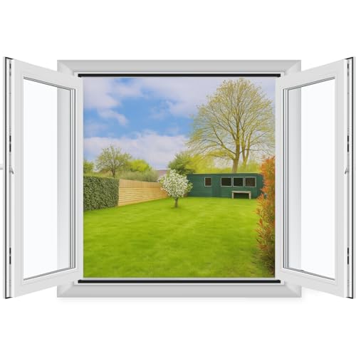 MYCARBON 4 Stück Fliegengitter Fenster 130x150cm, zuschneidbar, ohne Bohren, Insektenschutz für Fenster, Schwarz von MYCARBON