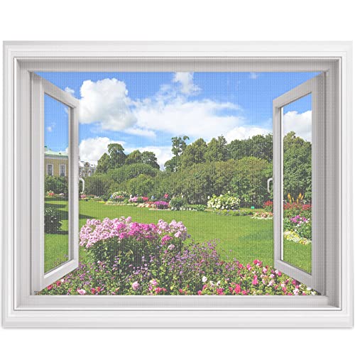 MYCARBON Fliegengitter Fenster 2-er Set 150x180cm Zuschneidbar ohne Bohren Klebmontage Weiß Anthrazit Durchsichtig Insektenschutz Fenster Moskitonetz von MYCARBON