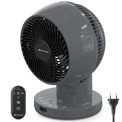 MYCARBON Ventilator leise DC Motor 30°/60°/90° Oszillation 10 Stufe 12h Timmer Turbo Modus Tischventilator 3D Luftumwälzer für 25m² Schlafzimmer Turbo Ventilator Grau MYCARBON Ventilator leise DC Motor 30°/60°/90° Oszillation 10 Stufe 12h Timmer Turbo Modus Tischventilator 3D Luftumwälzer für 25m² Schlafzimmer Turbo Ventilator Grau von MYCARBON