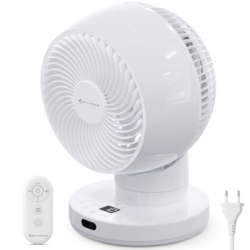 MYCARBON Ventilator leise DC Motor 30°/60°/90° Oszillation 10 Stufe 12h Timmer Turbo Modus Tischventilator 3D Luftumwälzer für 25m² Schlafzimmer Turbo Ventilator Weiß MYCARBON Ventilator leise DC Motor 30°/60°/90° Oszillation 10 Stufe 12h Timmer Turbo Modus Tischventilator 3D Luftumwälzer für 25m² Schlafzimmer Turbo Ventilator Weiß von MYCARBON