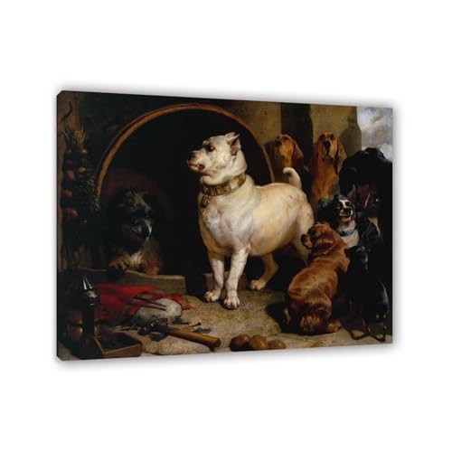 MYCGGDGH Edwin Landseer Kunstdrucke auf Leinwand Alexander und Diogenes Druck auf Leinwand Berühmte Gemälde Reproduktion Tiere bilder Wandkunst Wohndeko48x40cm(19x16in) Gerahmt von MYCGGDGH