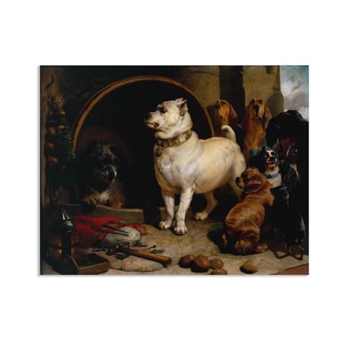MYCGGDGH Edwin Landseer Kunstdrucke auf Leinwand Alexander und Diogenes Druck auf Leinwand Berühmte Gemälde Reproduktion Tiere bilder Wandkunst Wohndeko60x50cm(24x20in) Rahmenlos von MYCGGDGH