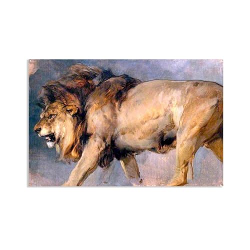 MYCGGDGH Edwin Landseer Kunstdrucke auf Leinwand Löwen untersuchen Druck auf Leinwand Berühmte Gemälde Reproduktion Tiere bilder Wandkunst Wohndeko75x50cm(30x20in) Rahmenlos von MYCGGDGH