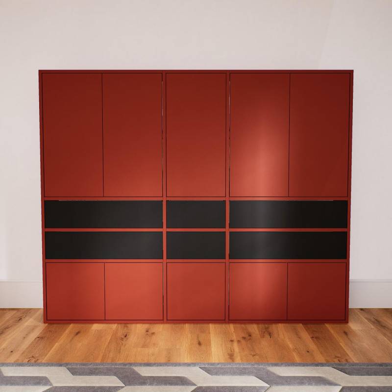 Highboard Terrakotta - Highboard: Schubladen in Schwarz & Türen in Terrakotta - Hochwertige Materialien - 190 x 156 x 34 cm, Selbst designen von MYCS