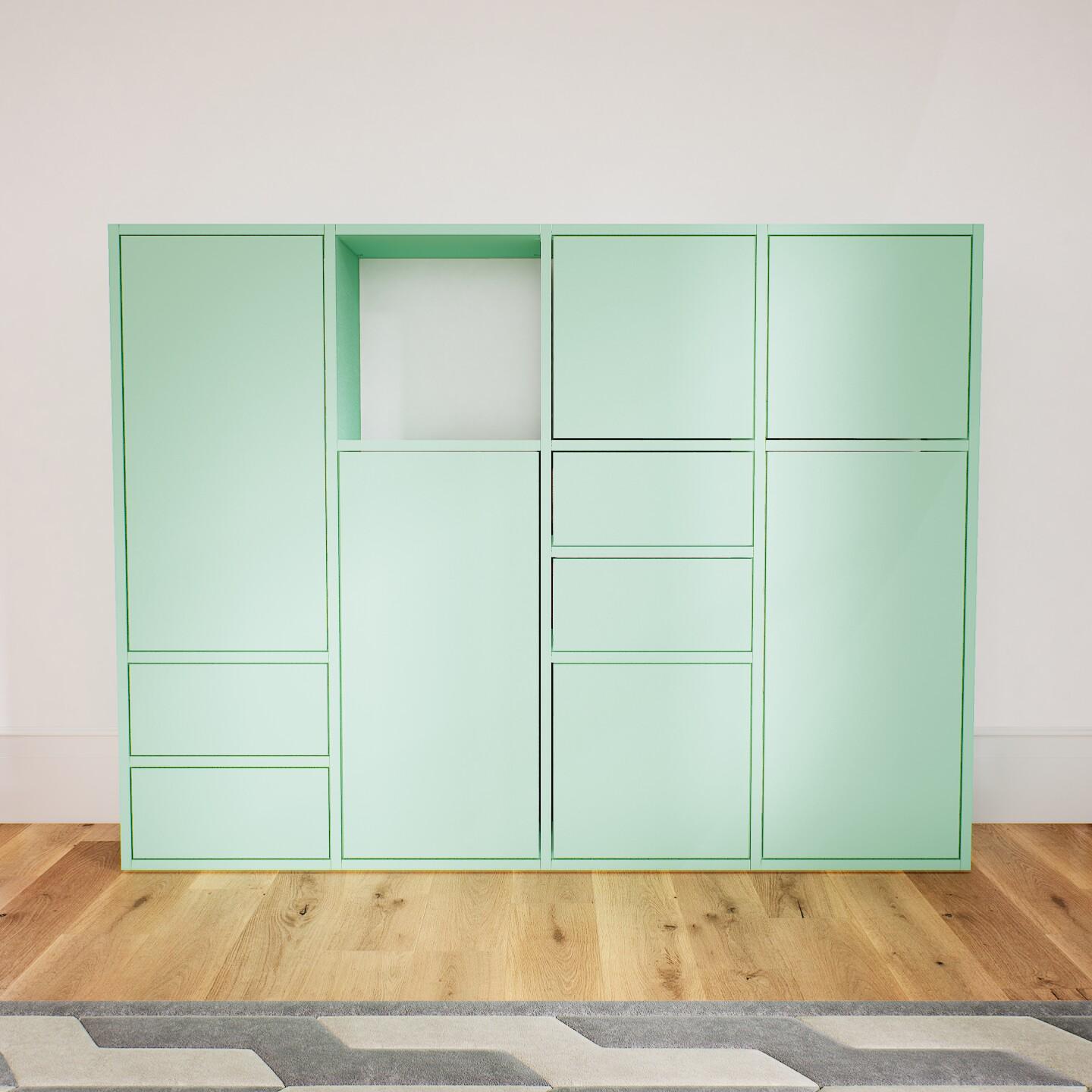 Highboard Mint - Highboard: Schubladen in Mint & Türen in Mint - Hochwertige Materialien - 156 x 117 x 34 cm, Selbst designen von MYCS