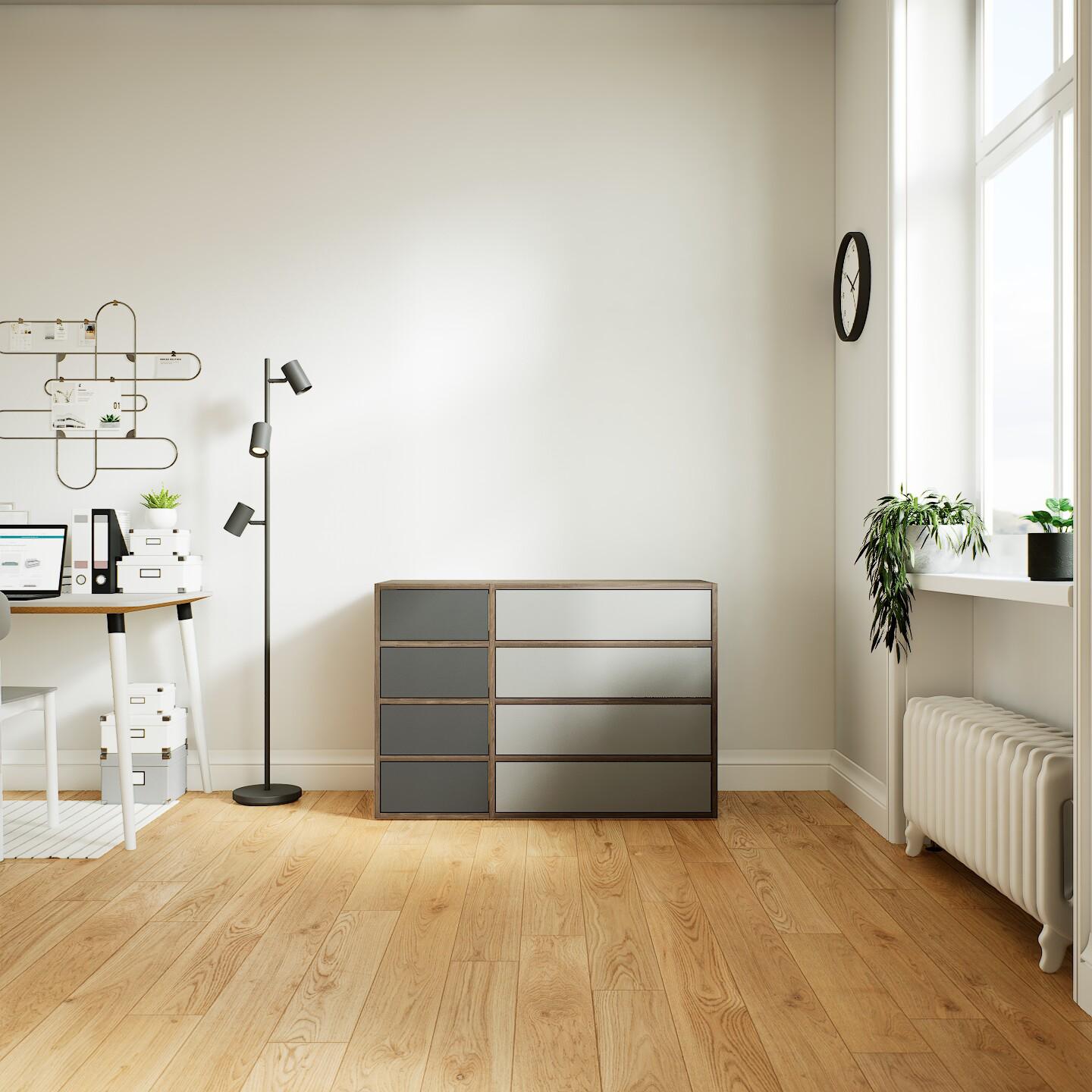 Kommode Grau - Design-Lowboard: Schubladen in Graphitgrau - Hochwertige Materialien - 115 x 79 x 53 cm, Selbst zusammenstellen von MYCS