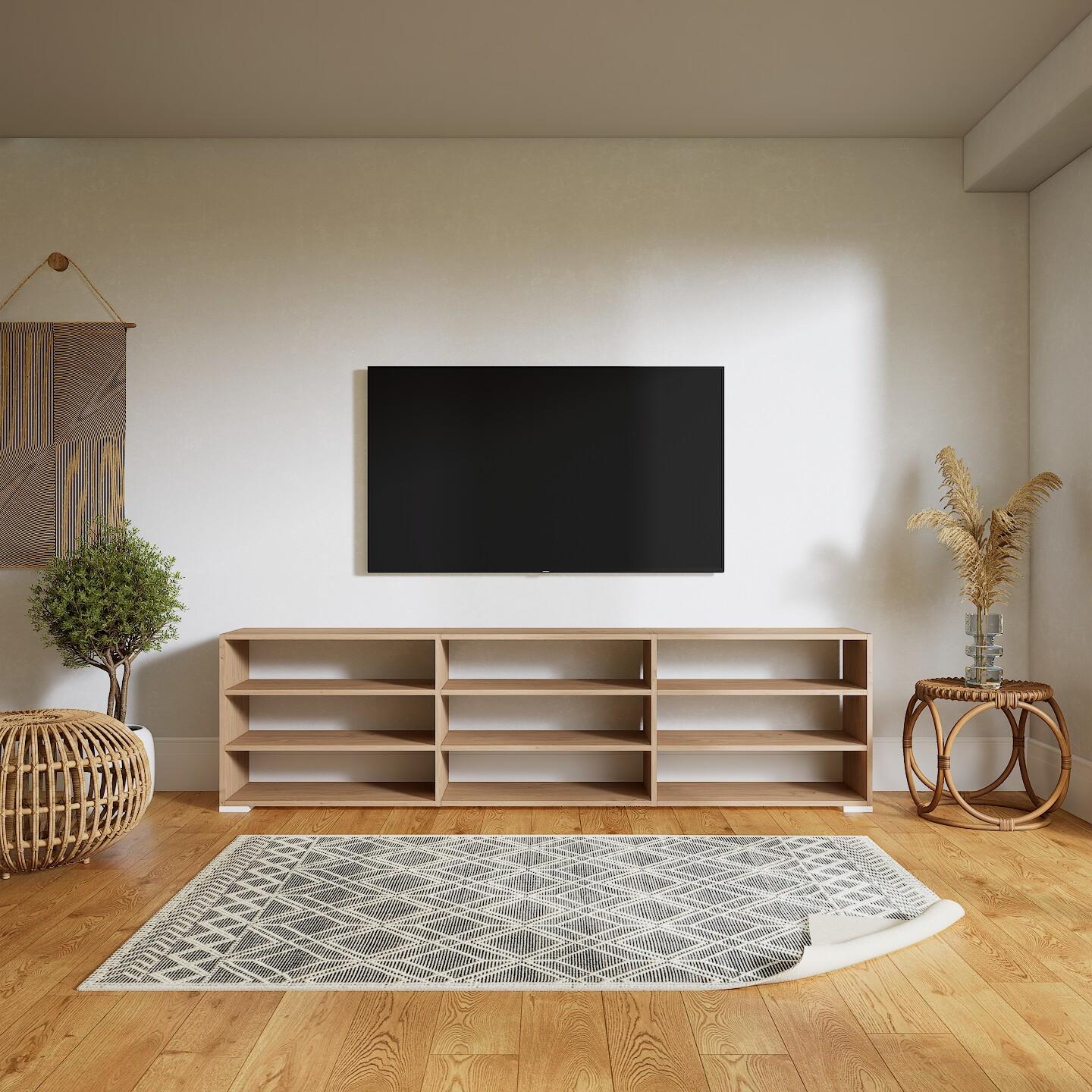 Lowboard Eiche, Holz - Designer-TV-Board: Hochwertige Qualität, einzigartiges Design - 226 x 62 x 34 cm, Komplett anpassbar von MYCS