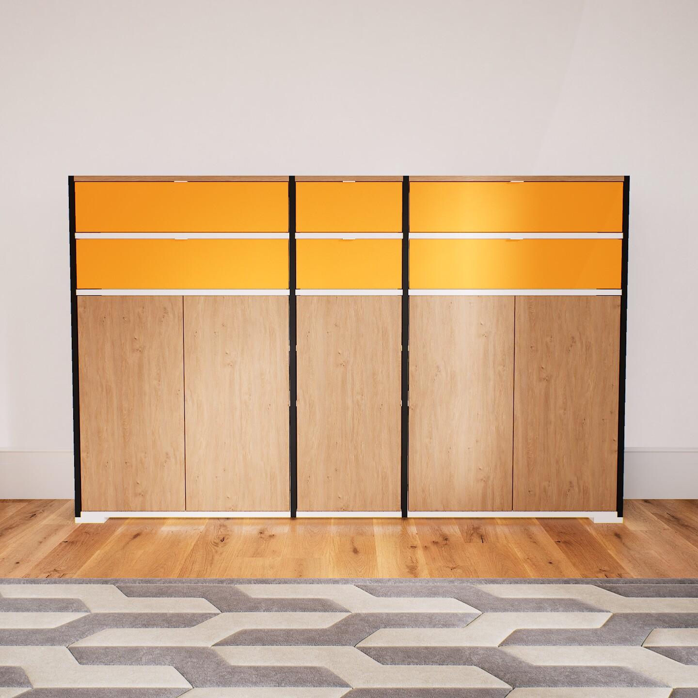 Sideboard Eiche - Sideboard: Schubladen in Gelb & Türen in Eiche - Hochwertige Materialien - 190 x 120 x 35 cm, konfigurierbar von MYCS
