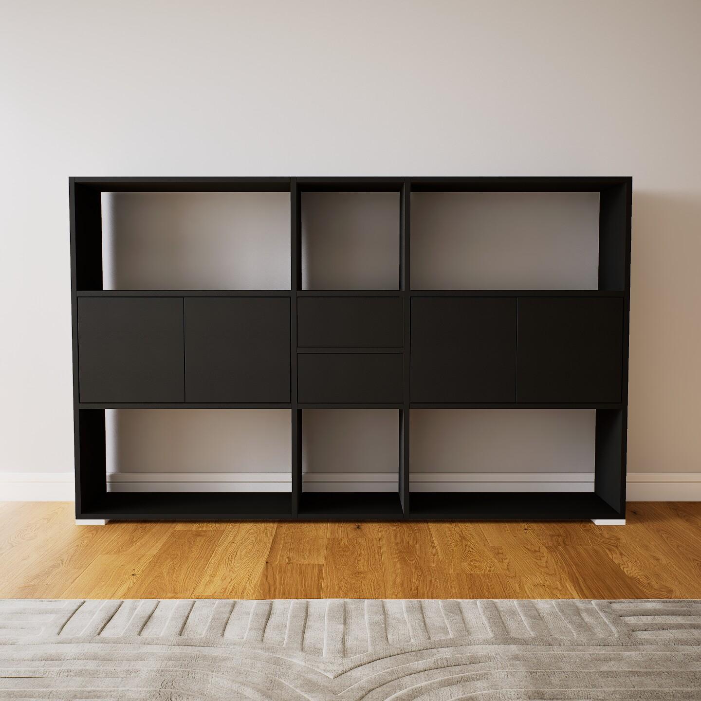 Sideboard Schwarz - Sideboard: Schubladen in Schwarz & Türen in Schwarz - Hochwertige Materialien - 190 x 119 x 34 cm, konfigurierbar von MYCS