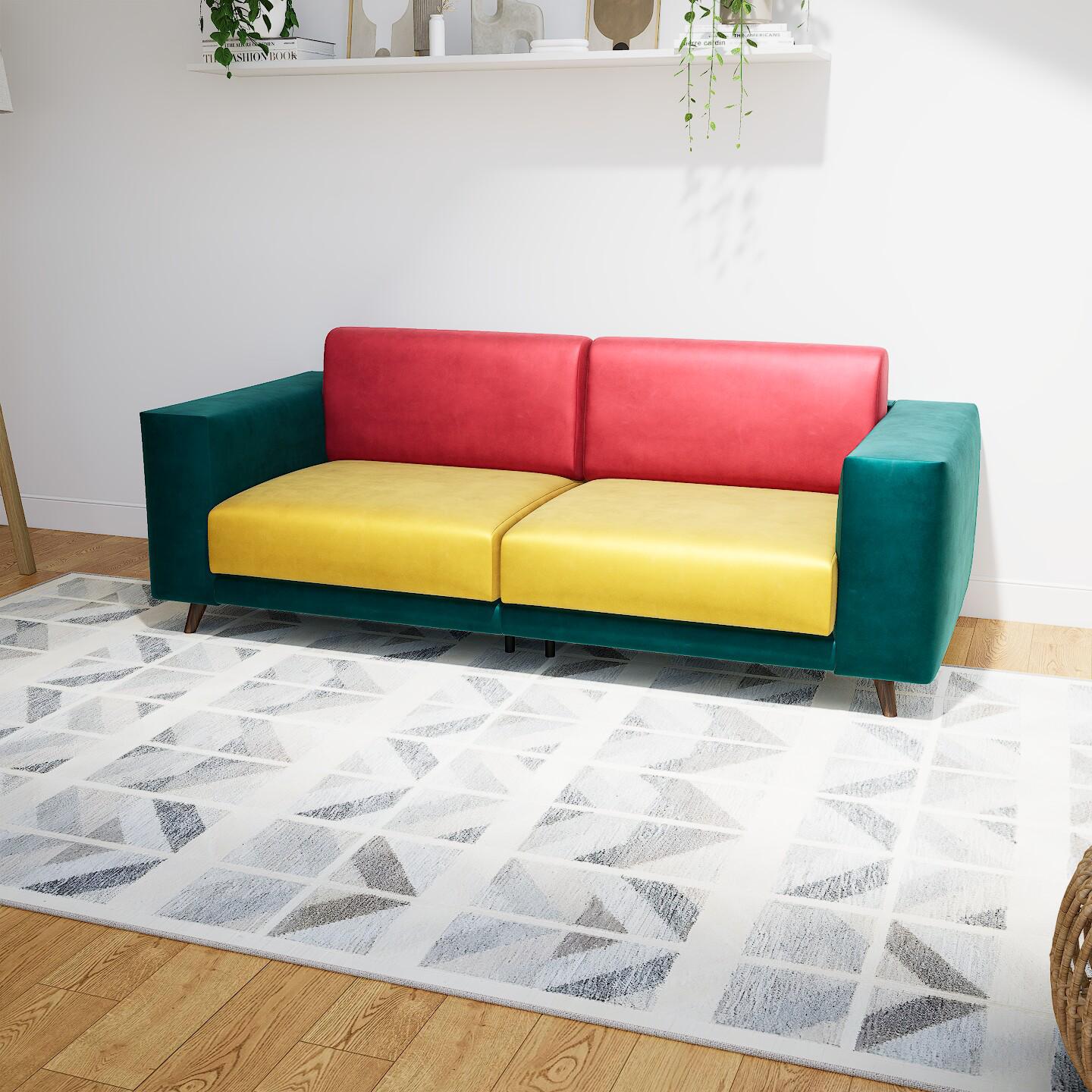 Sofa 2-Sitzer Samt Rapsgelb Samt - Elegantes, gemütliches 2-Sitzer Sofa: Hochwertige Qualität, einzigartiges Design - 208 x 75 x 98 cm, konfigurierbar von MYCS