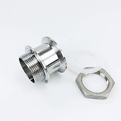 MYCZLQL Tri-Clamp-Adapter 2" (51 Mm) OD64 × 1 1/2" (DN40) 4 7mm Außengewinde, Mit Silikon-Dichtung Oder Nut Edelstahl 304 (Color : with nut) von MYCZLQL